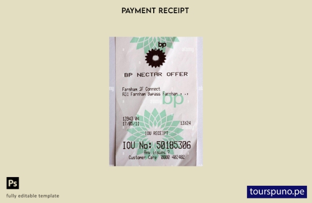 plantilla de recibo de pago de recompensas de Bp Nectar lista para imprimir